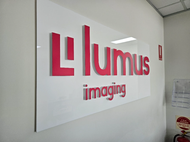 3D reception sign mounted behind a front desk in a Toowoomba business